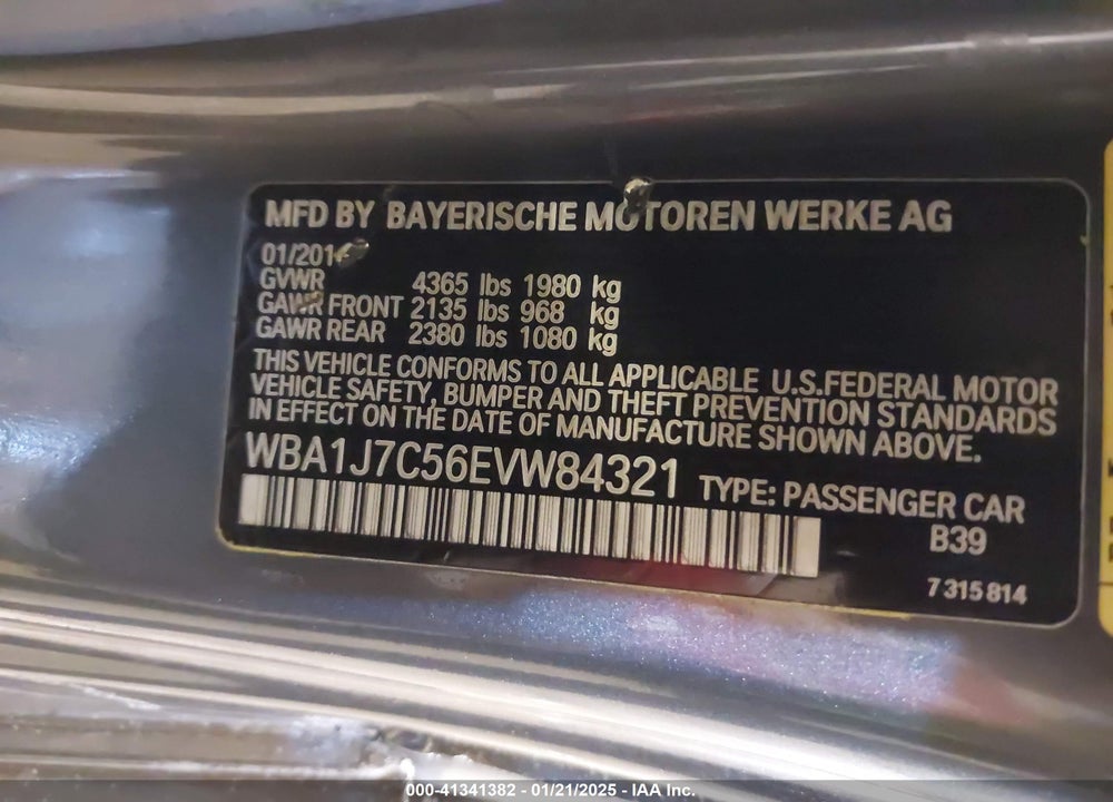 2014 BMW M235 VIN: WBA1J7C56EVW84321