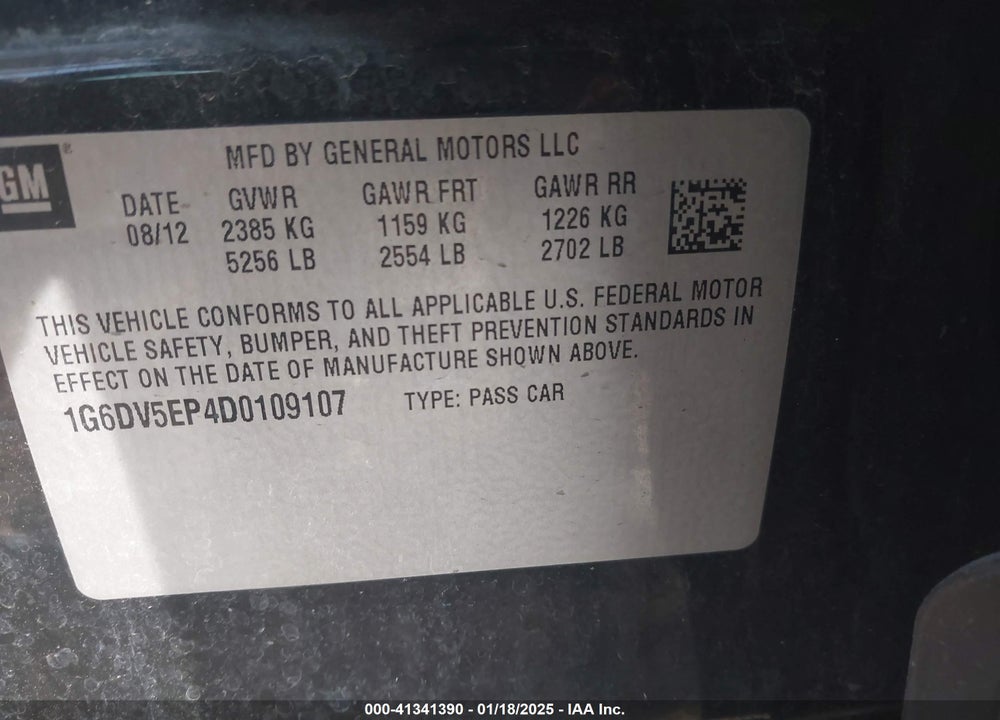 2013 CADILLAC CTS-V VIN: 1G6DV5EP4D0109107