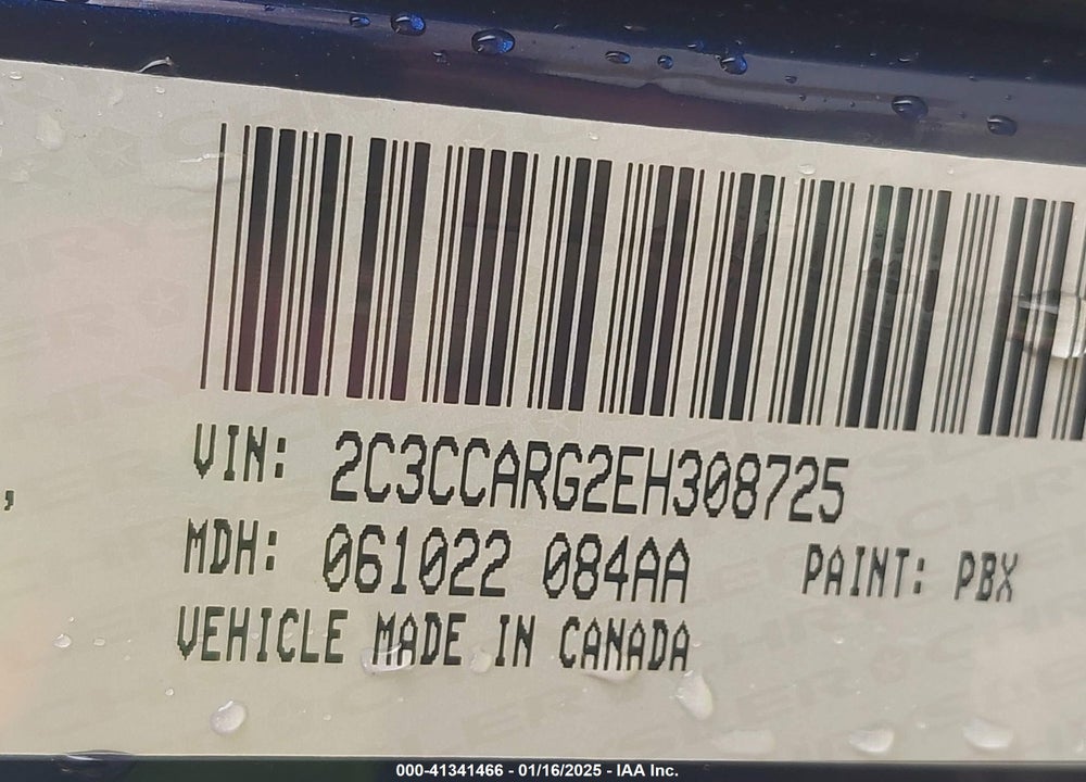 2014 CHRYSLER 300 VIN: 2C3CCARG2EH308725