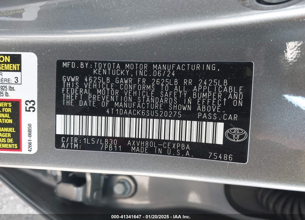 2025 TOYOTA CAMRY XSE VIN: 4T1DAACK6SU520275