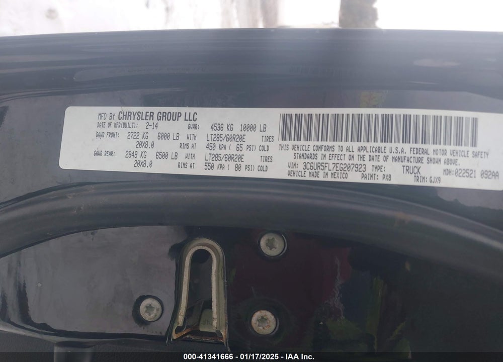 2014 RAM 2500 VIN: 3C6UR5FL7EG207923