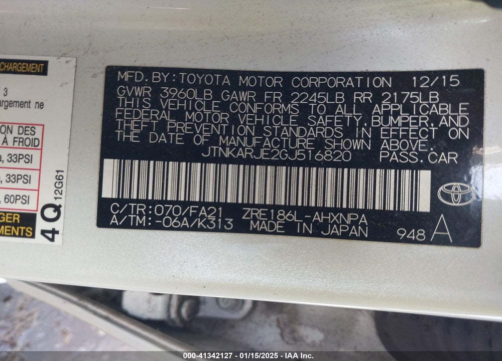 2016 SCION IM VIN: JTNKARJE2GJ516820
