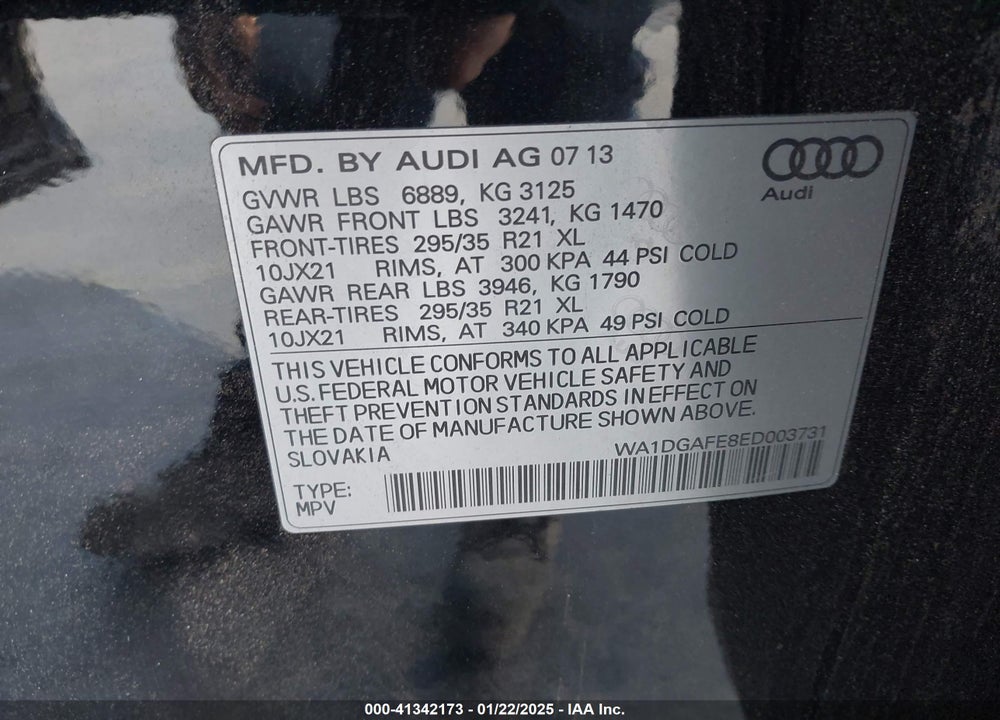 2014 AUDI Q7 3.0T S LINE PRESTIGE VIN: WA1DGAFE8ED003731