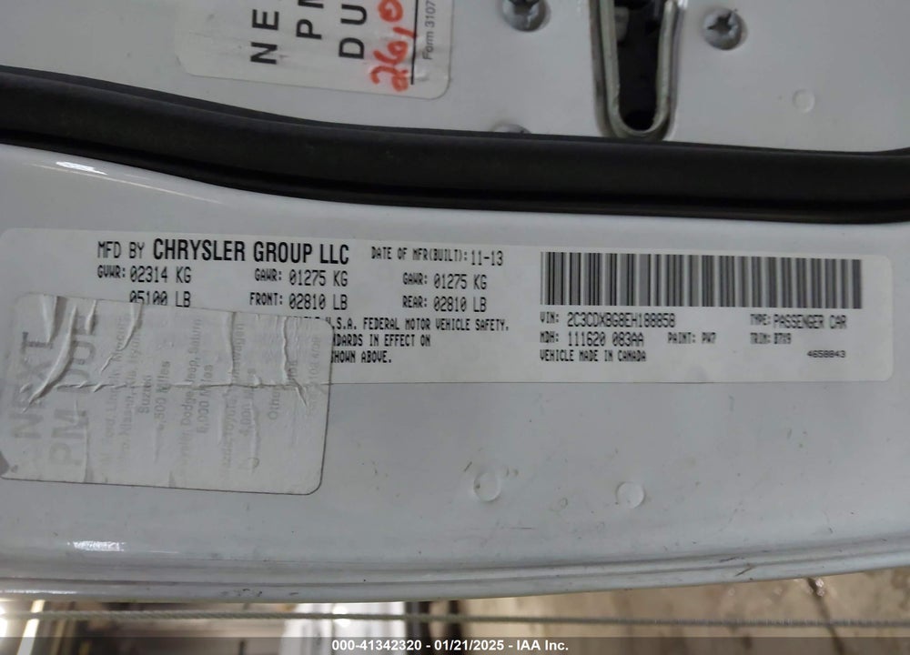 2014 DODGE CHARGER SE VIN: 2C3CDXBG8EH188858