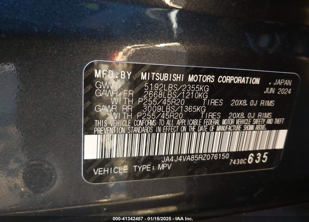 2024 MITSUBISHI OUTLANDER SE 2.5 S-AWC/SE BLACK EDITION S-AWC/SE BLACK EDITION W/PANO ROOF S-AWC/SE RALLIART S-AWC VIN: JA4J4VA85RZ076150