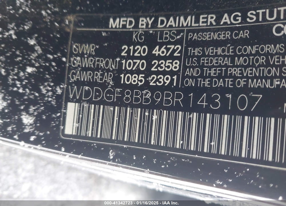 2011 MERCEDES-BENZ C 300 LUXURY 4MATIC/SPORT 4MATIC VIN: WDDGF8BB9BR143107