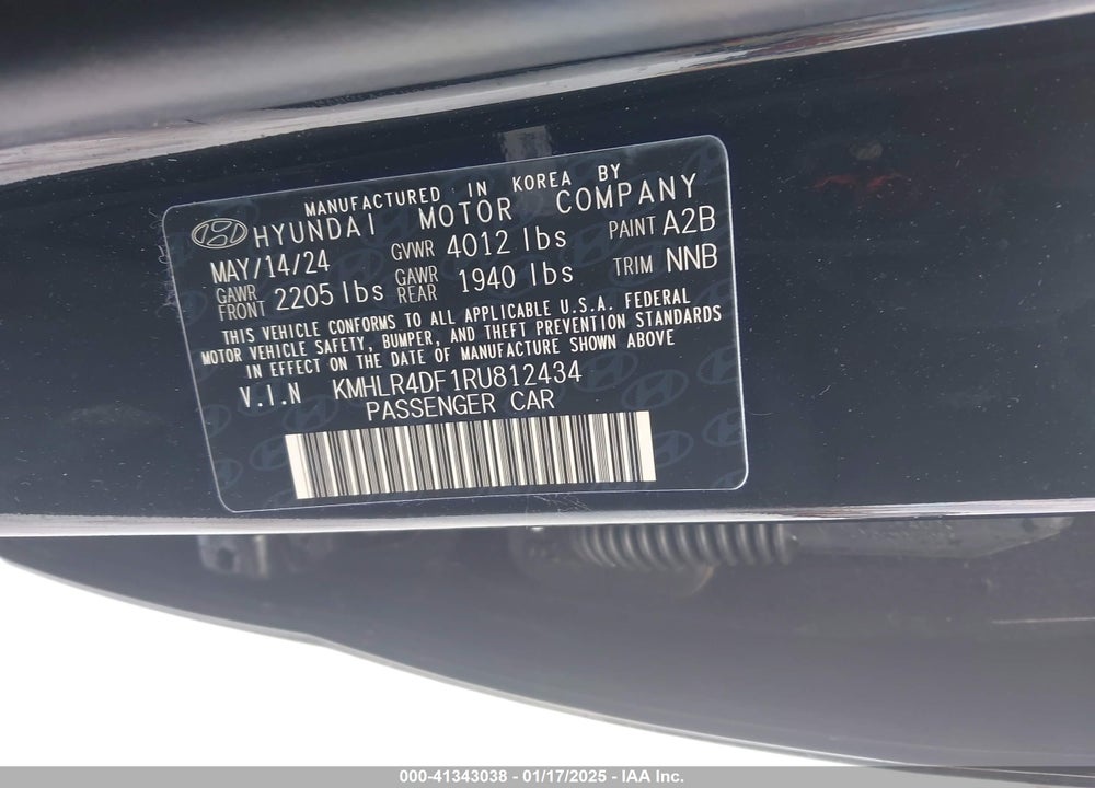 2024 HYUNDAI ELANTRA VIN: KMHLR4DF1RU812434