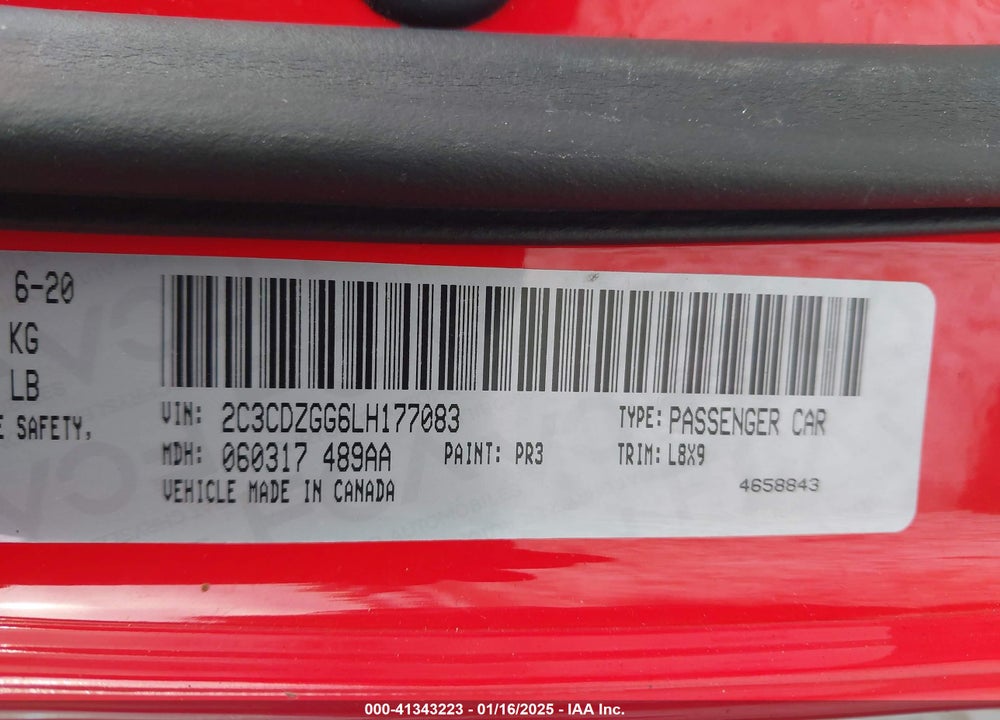 2020 DODGE CHALLENGER SXT AWD VIN: 2C3CDZGG6LH177083