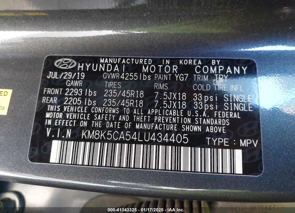2020 HYUNDAI KONA ULTIMATE VIN: KM8K5CA54LU434405