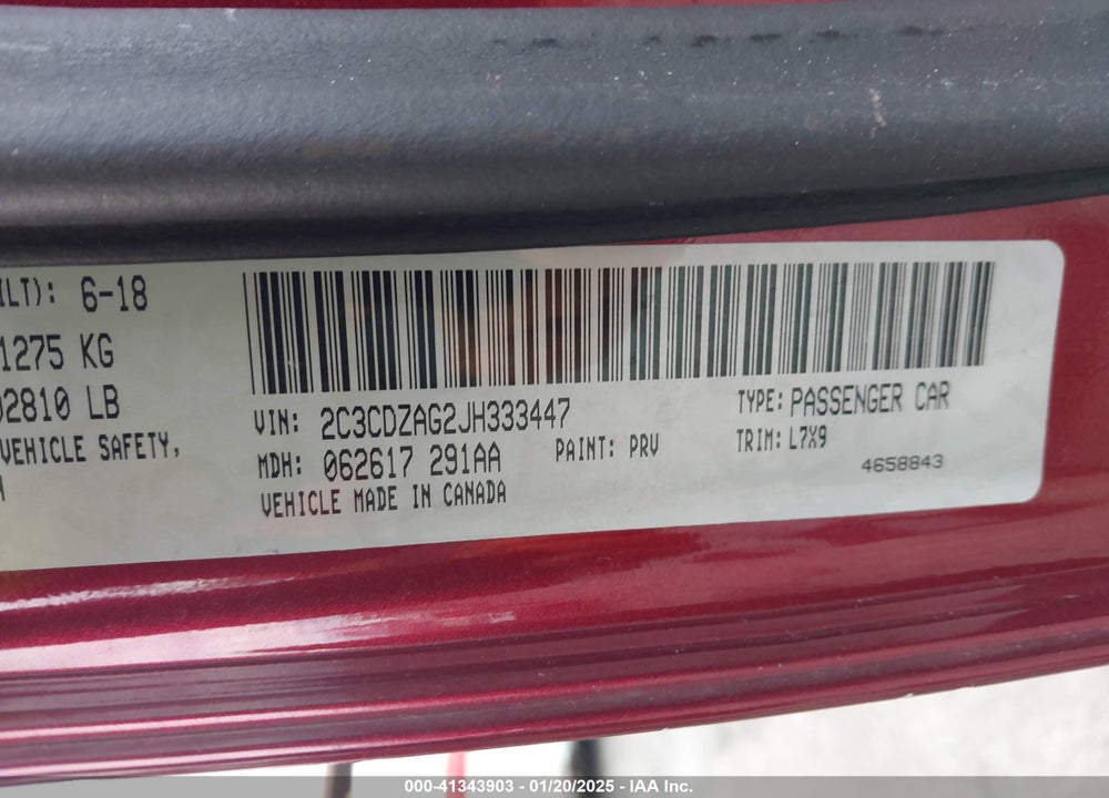 2018 DODGE CHALLENGER SXT VIN: 2C3CDZAG2JH333447