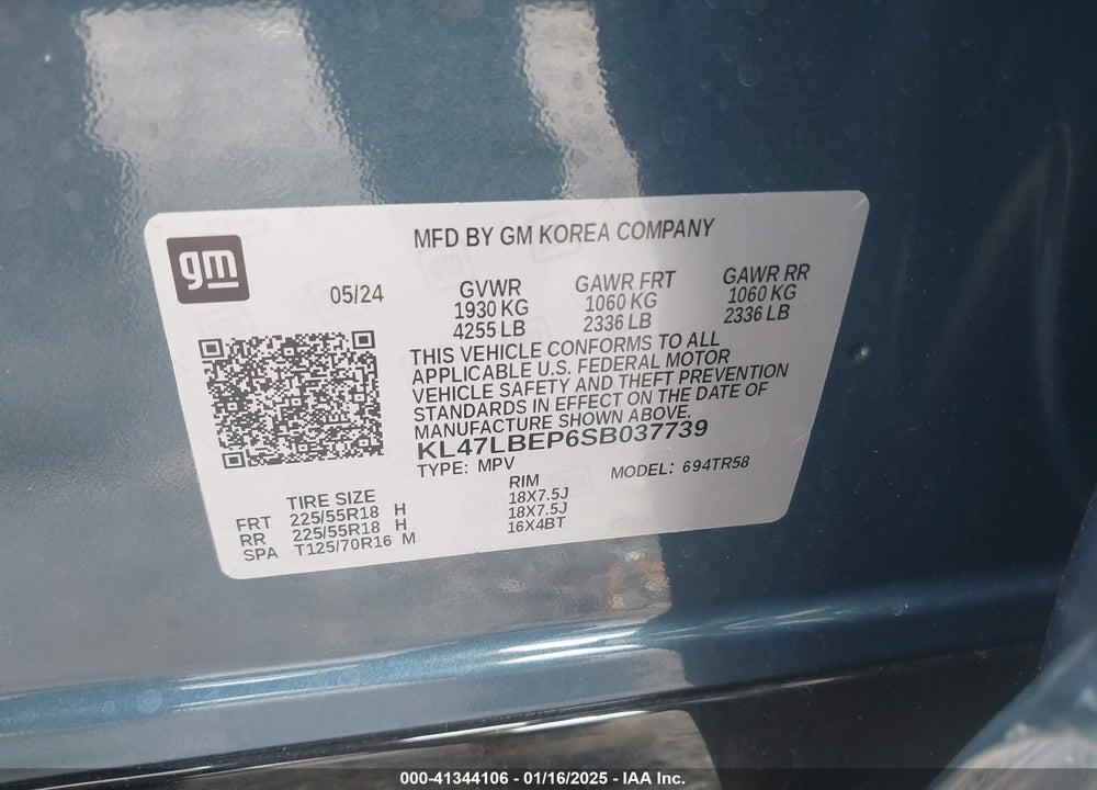 2025 BUICK ENVISTA SPORT TOURING FWD VIN: KL47LBEP6SB037739