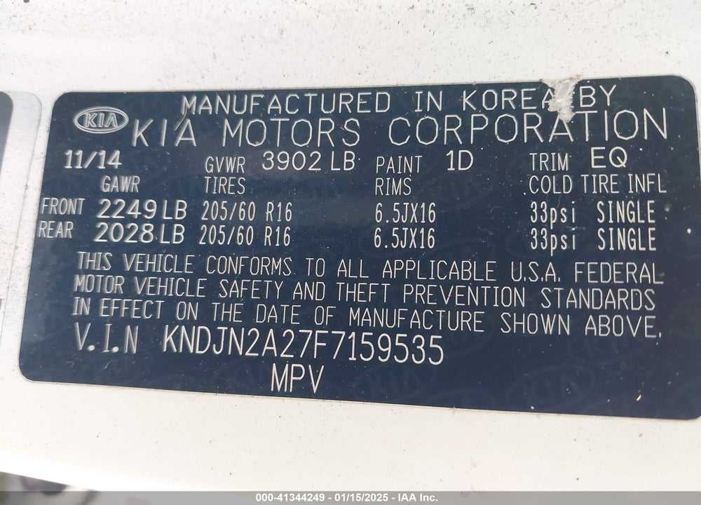2015 KIA SOUL VIN: KNDJN2A27F7159535