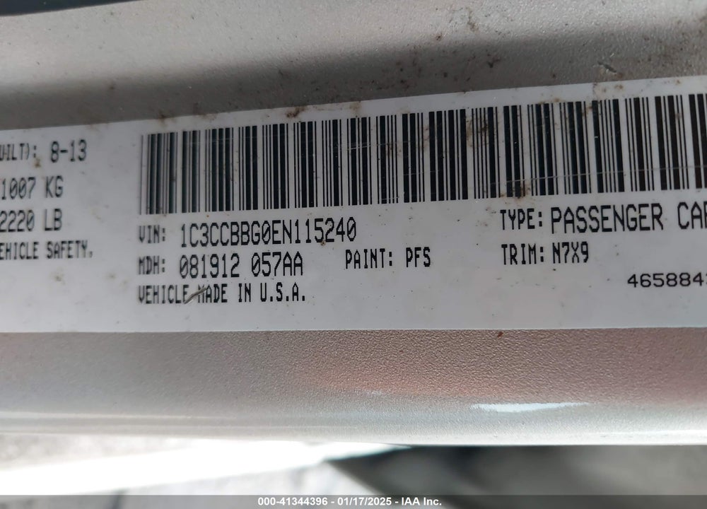 2014 CHRYSLER 200 VIN: 1C3CCBBG0EN115240