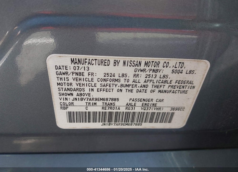 2014 INFINITI Q50 VIN: JN1BV7AR9EM687885
