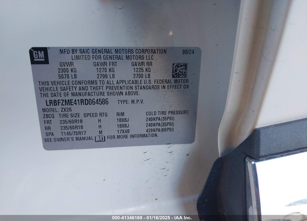 2024 BUICK ENVISION PREFERRED AWD VIN: LRBFZME41RD064586