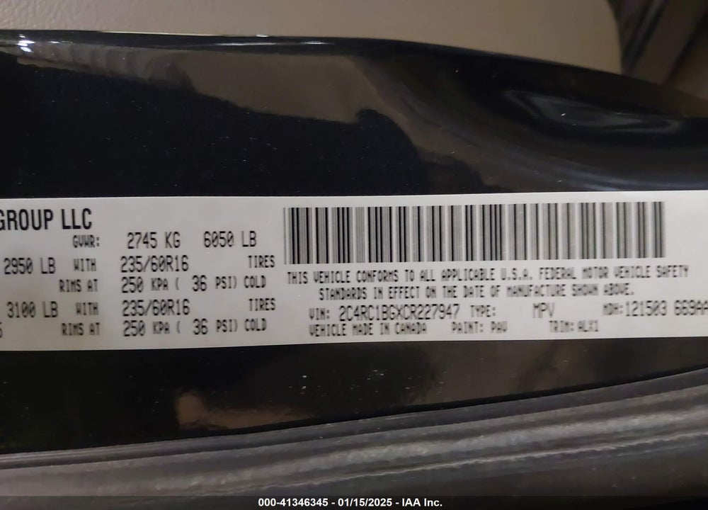2012 CHRYSLER TOWN & COUNTRY TOURING VIN: 2C4RC1BGXCR227947
