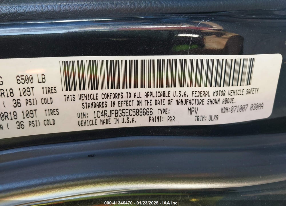 2014 JEEP GRAND CHEROKEE LIMITED VIN: 1C4RJFBG5EC589666