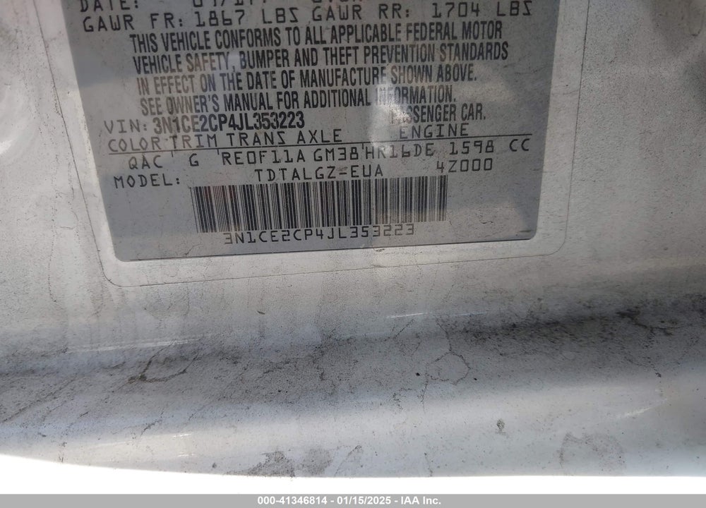 2018 NISSAN VERSA NOTE SR VIN: 3N1CE2CP4JL353223