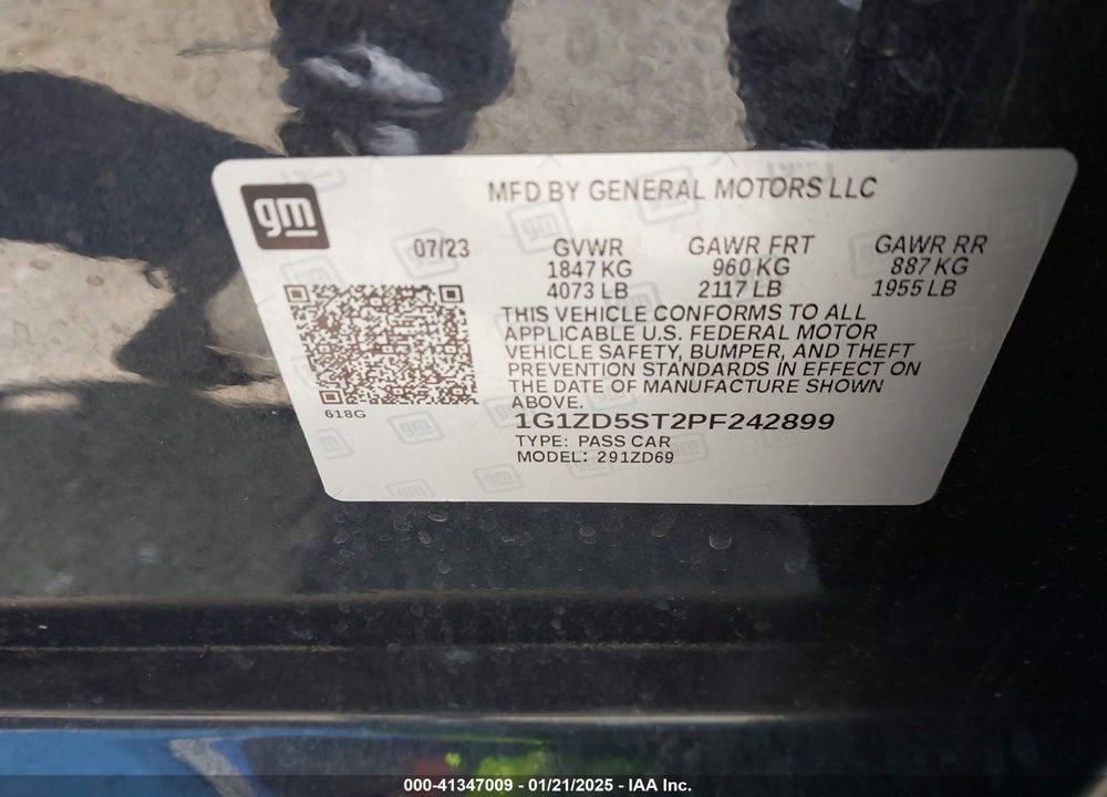 2023 CHEVROLET MALIBU VIN: 1G1ZD5ST2PF242899