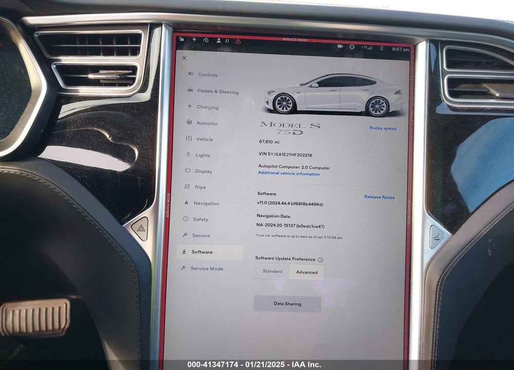 2017 TESLA MODEL S VIN: 5YJSA1E21HF202218