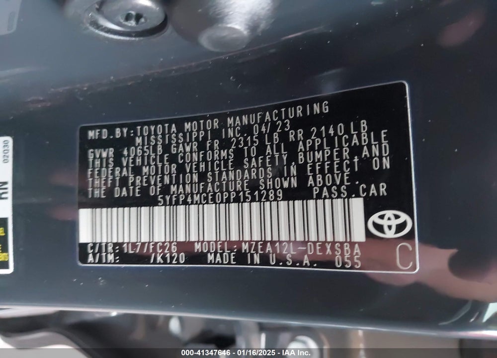2023 TOYOTA COROLLA SE VIN: 5YFP4MCE0PP151289