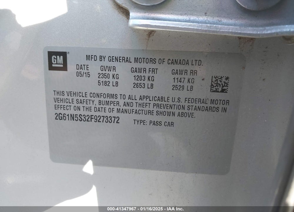 2015 CADILLAC XTS VIN: 2G61N5S32F9273372
