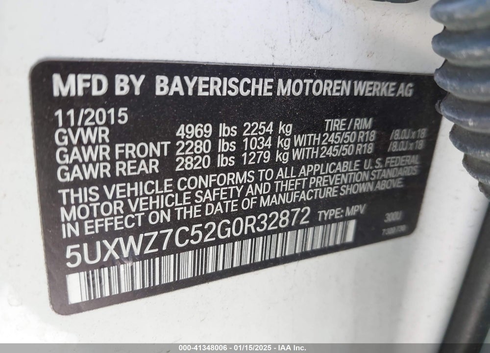 2016 BMW X3 SDRIVE28I VIN: 5UXWZ7C52G0R32872