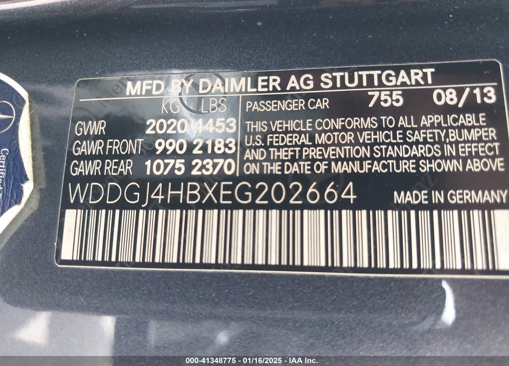 2014 MERCEDES-BENZ C VIN: WDDGJ4HBXEG202664