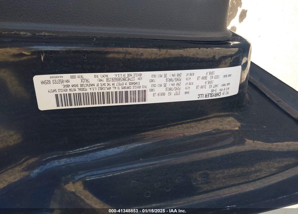 2008 DODGE DAKOTA SXT/BIGHORN/LONESTAR VIN: 1D7HE38K58S626158
