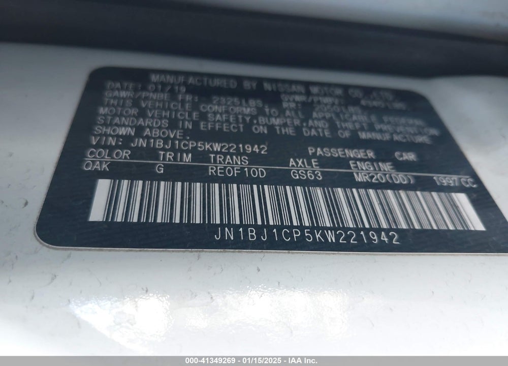 2019 NISSAN ROGUE SPORT S VIN: JN1BJ1CP5KW221942