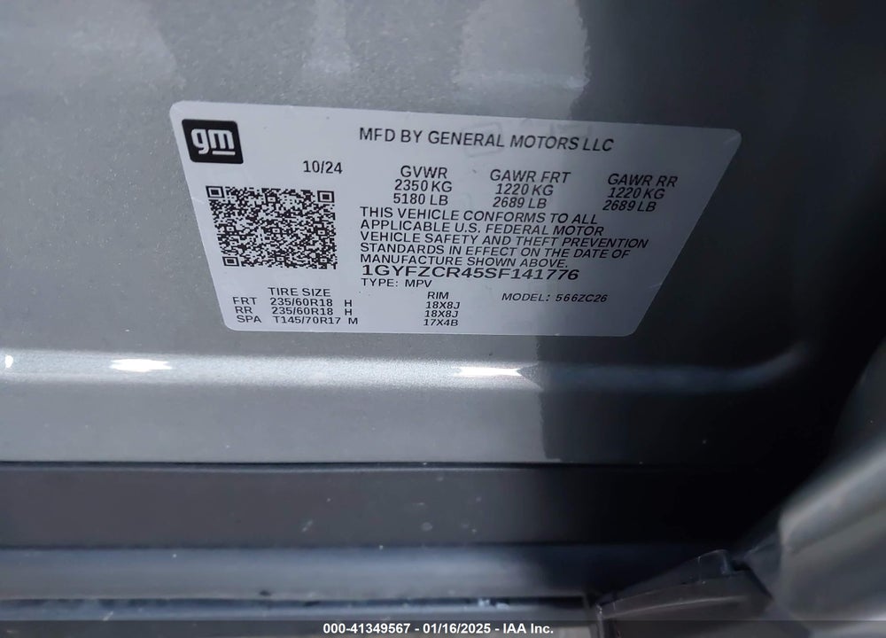 2025 CADILLAC XT4 FWD PREMIUM LUXURY VIN: 1GYFZCR45SF141776