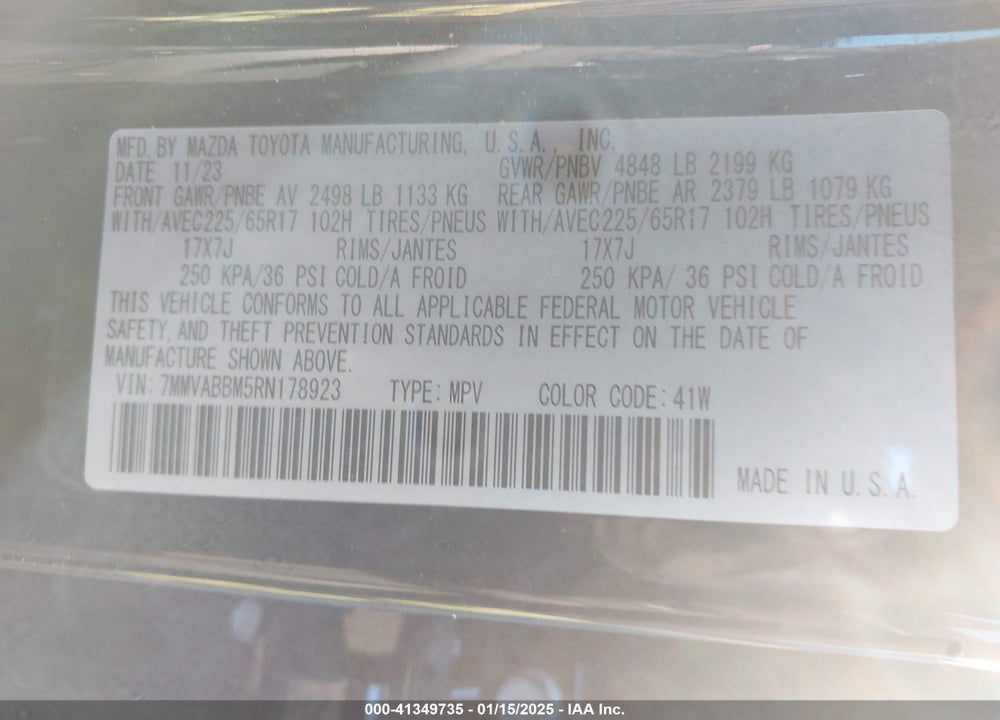 2024 MAZDA CX-50 2.5 S PREFERRED VIN: 7MMVABBM5RN178923