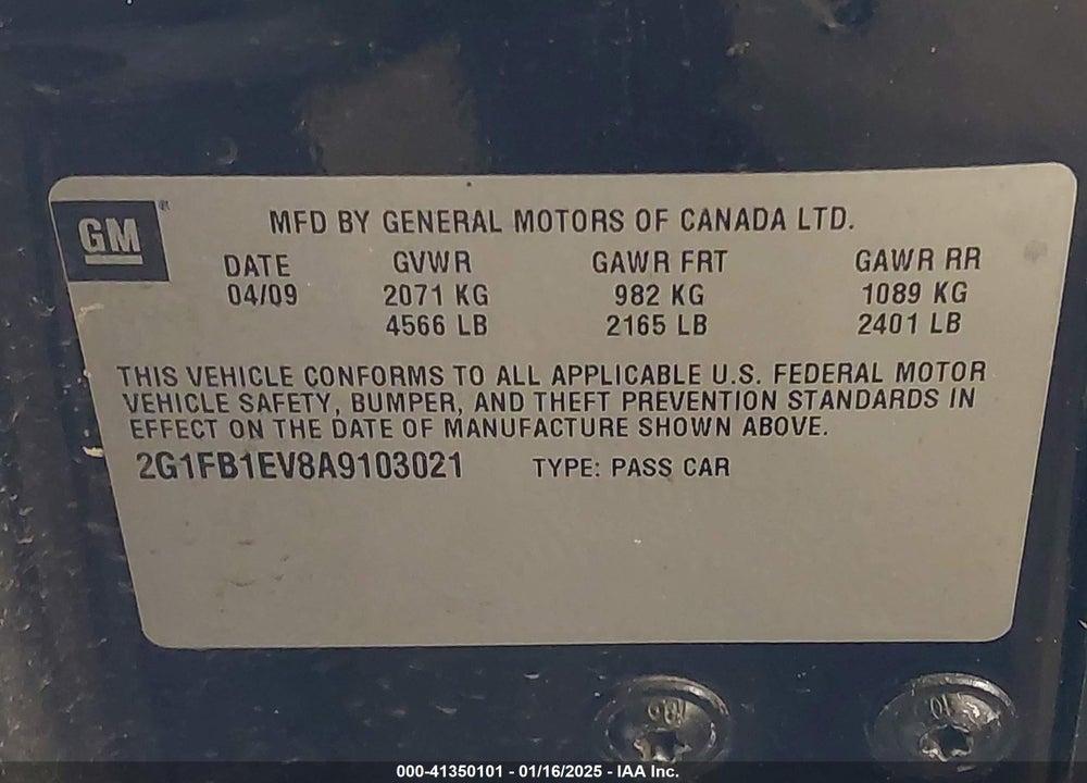 2010 CHEVROLET CAMARO VIN: 2G1FB1EV8A9103021