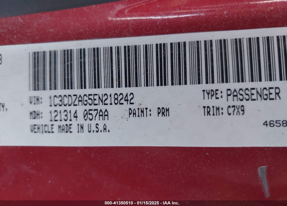 2014 DODGE AVENGER SE VIN: 1C3CDZAG5EN218242
