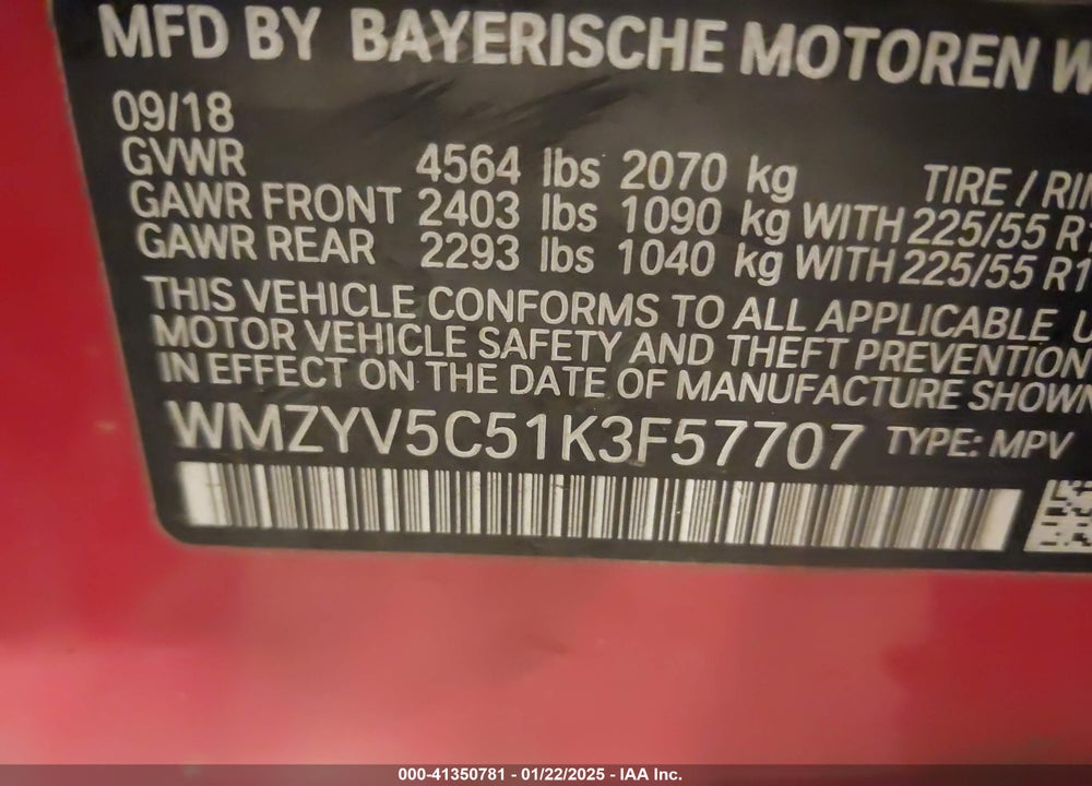 2019 MINI COUNTRYMAN COOPER VIN: WMZYV5C51K3F57707