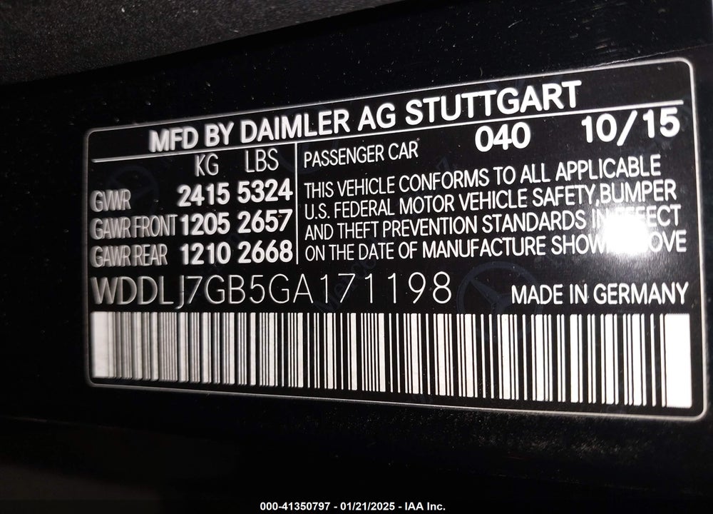 2016 MERCEDES-BENZ AMG CLS 63 VIN: WDDLJ7GB5GA171198