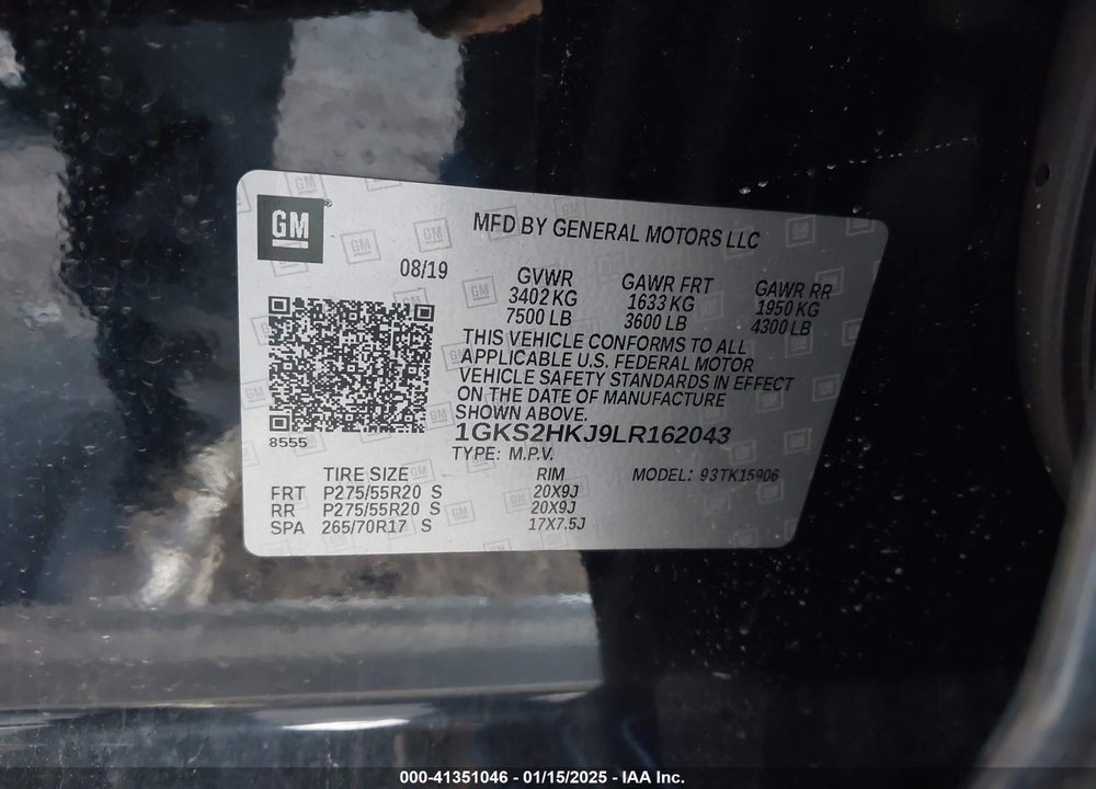 2020 GMC YUKON XL VIN: 1GKS2HKJ9LR162043