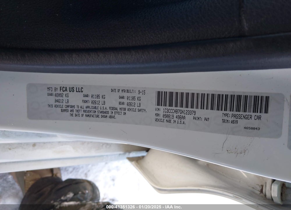 2016 CHRYSLER 200 LIMITED VIN: 1C3CCCAB7GN123379