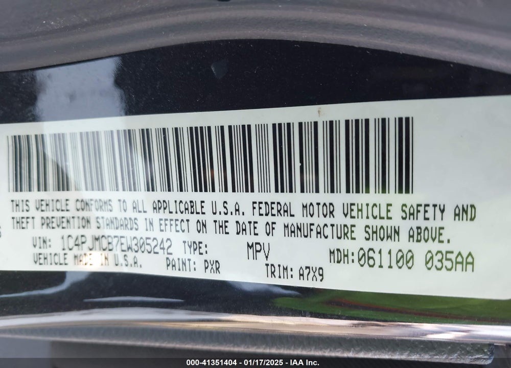 2014 JEEP CHEROKEE LATITUDE VIN: 1C4PJMCB7EW305242