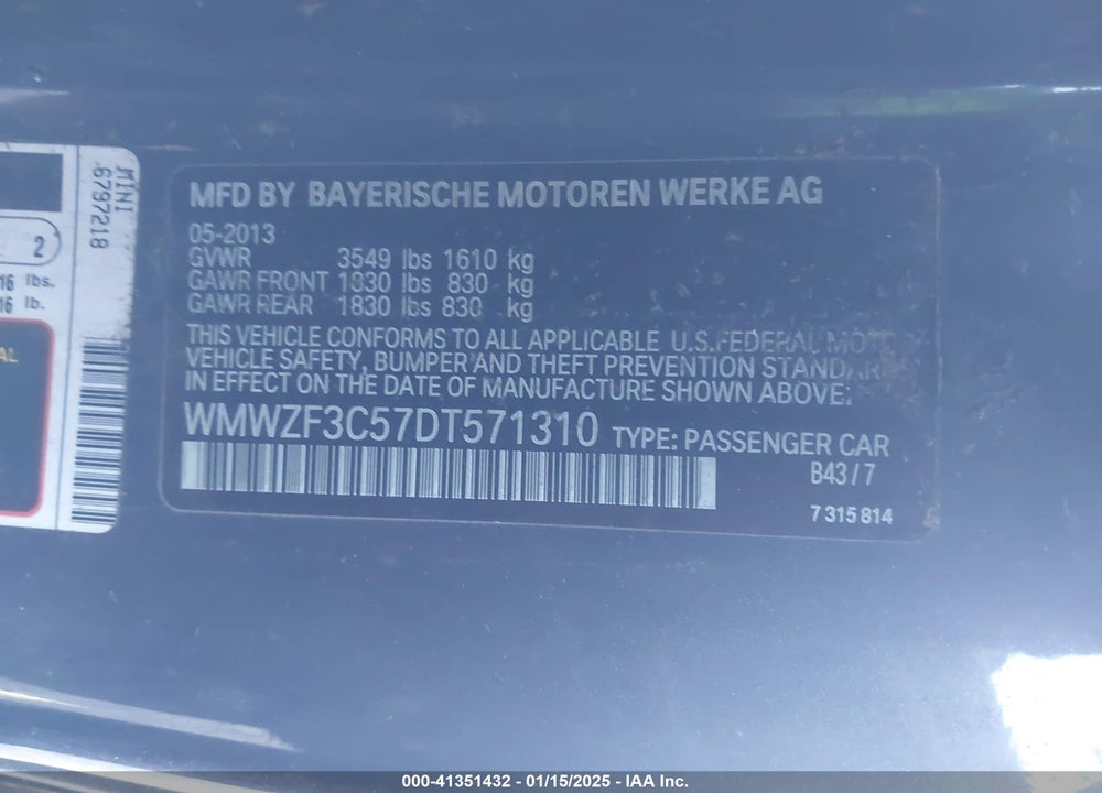 2013 MINI CLUBMAN VIN: WMWZF3C57DT571310