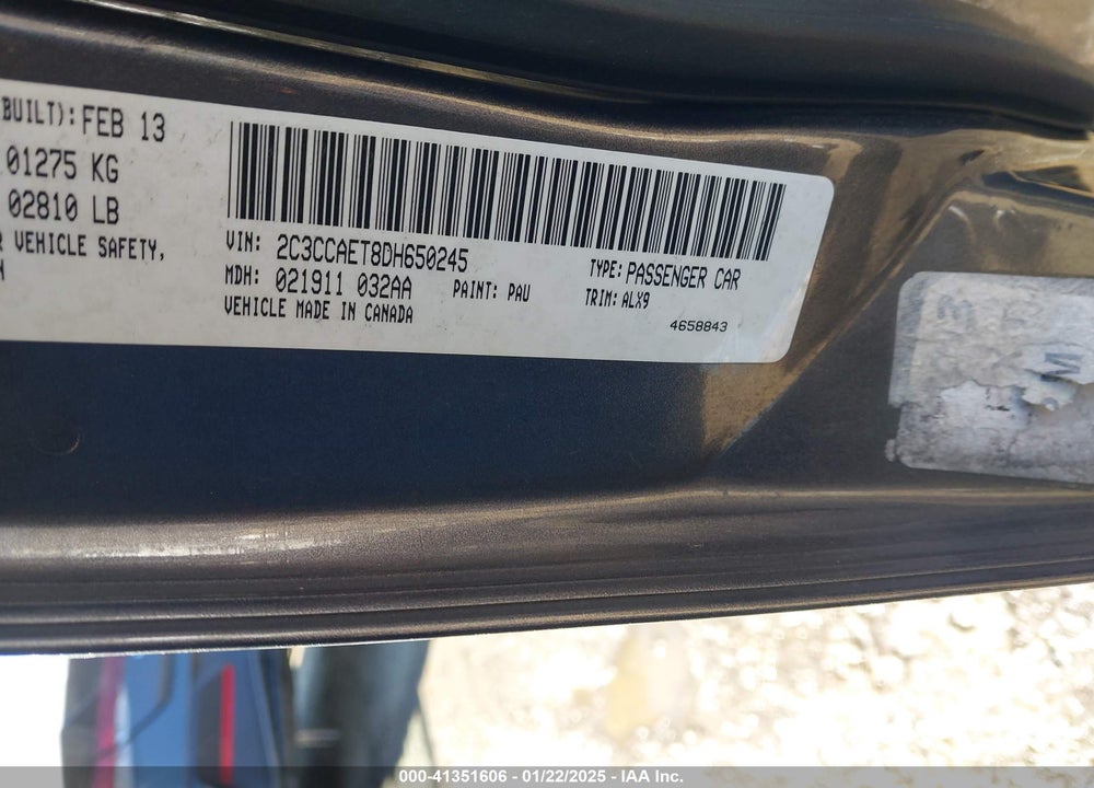 2013 CHRYSLER 300C VIN: 2C3CCAET8DH650245