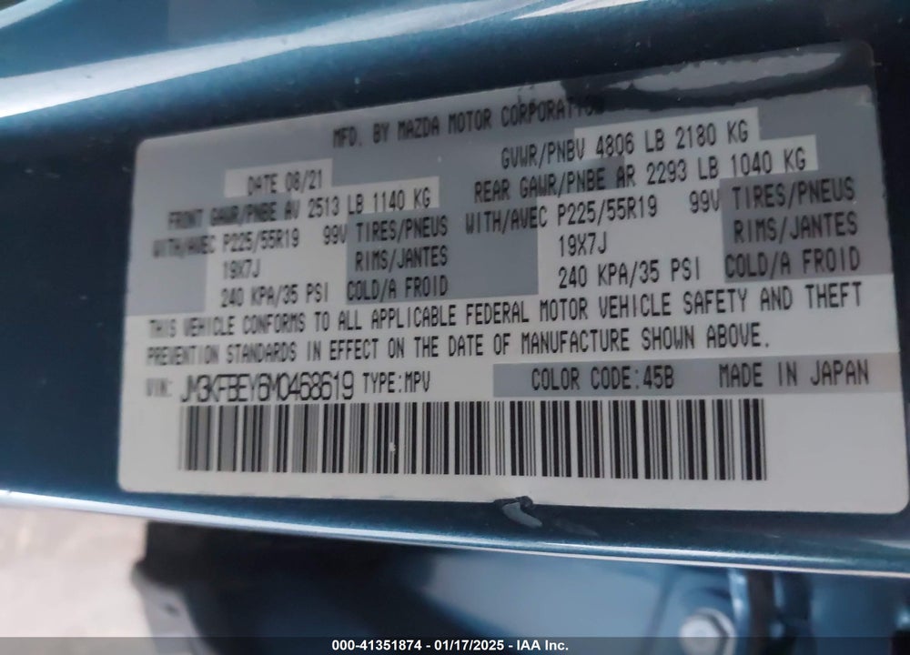 2021 MAZDA CX-5 SIGNATURE VIN: JM3KFBEY6M0468619