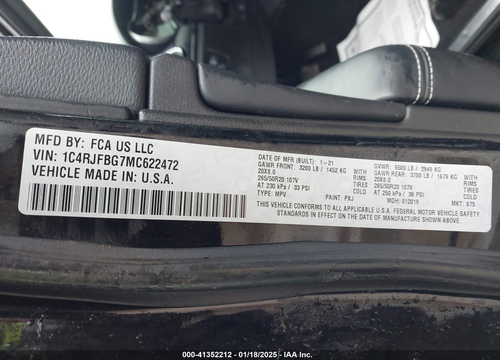 2021 JEEP GRAND CHEROKEE 80TH ANNIVERSARY 4X4 VIN: 1C4RJFBG7MC622472