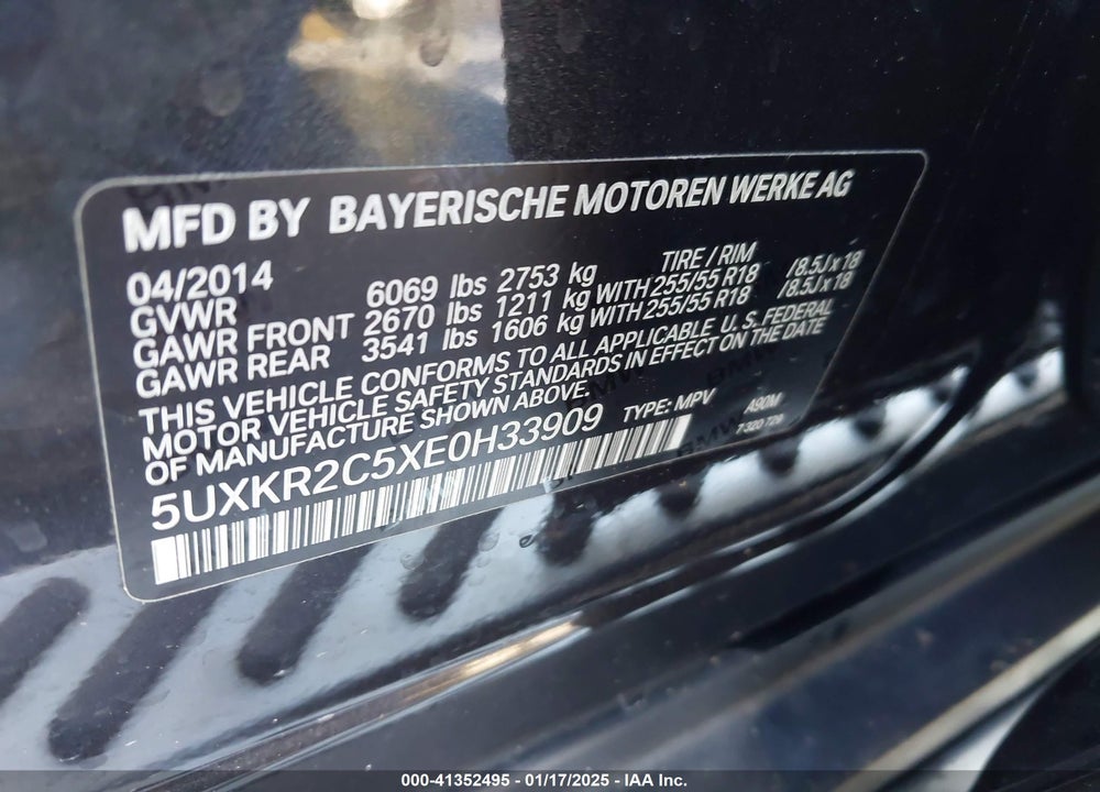 2014 BMW X5 SDRIVE35I VIN: 5UXKR2C5XE0H33909