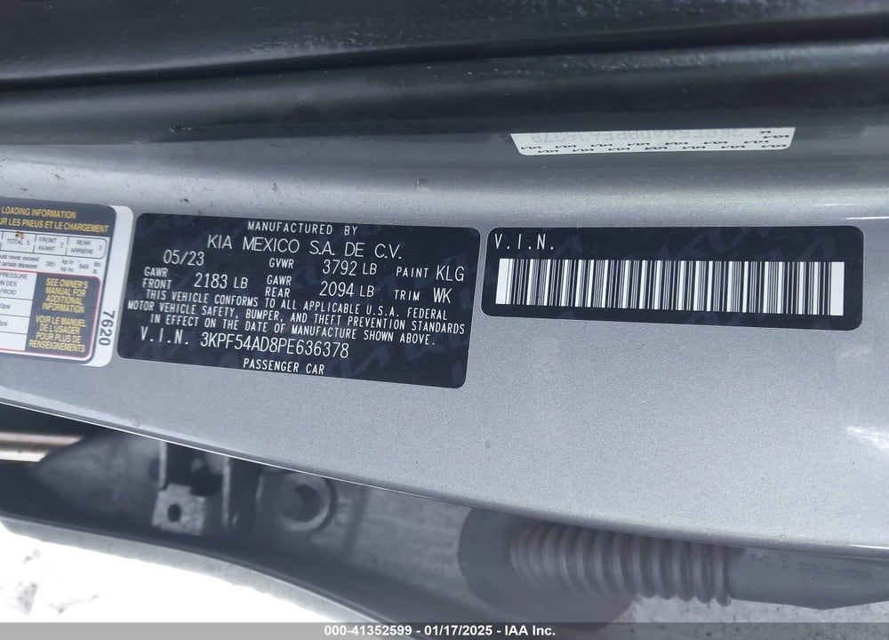 2023 KIA FORTE VIN: 3KPF54AD8PE636378