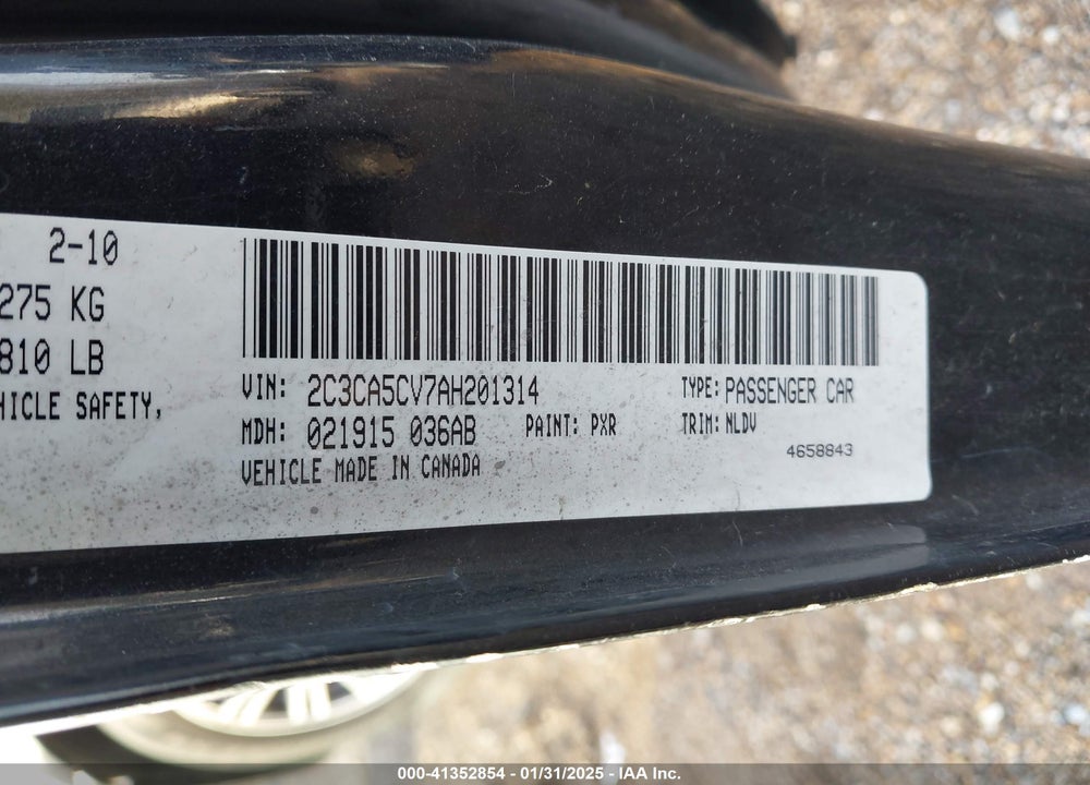 2010 CHRYSLER 300 VIN: 2C3CA5CV7AH201314
