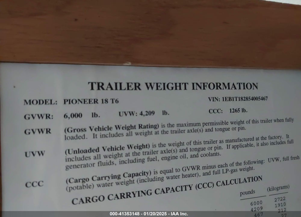 2005 PIONEER 18T6 VIN: 1EB1T182854005467