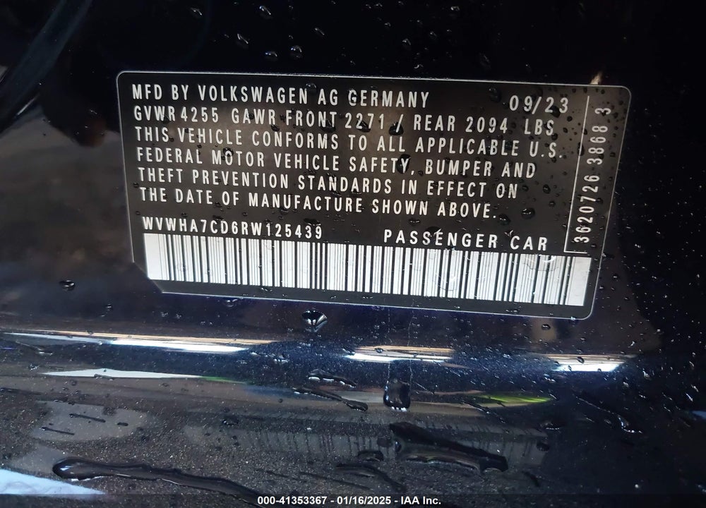 2024 VOLKSWAGEN GOLF GTI VIN: WVWHA7CD6RW125439