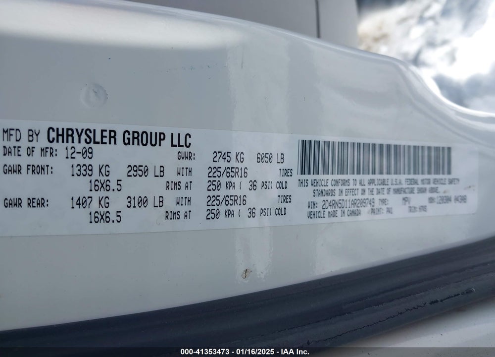 2010 DODGE GRAND CARAVAN SXT VIN: 2D4RN5D11AR209749