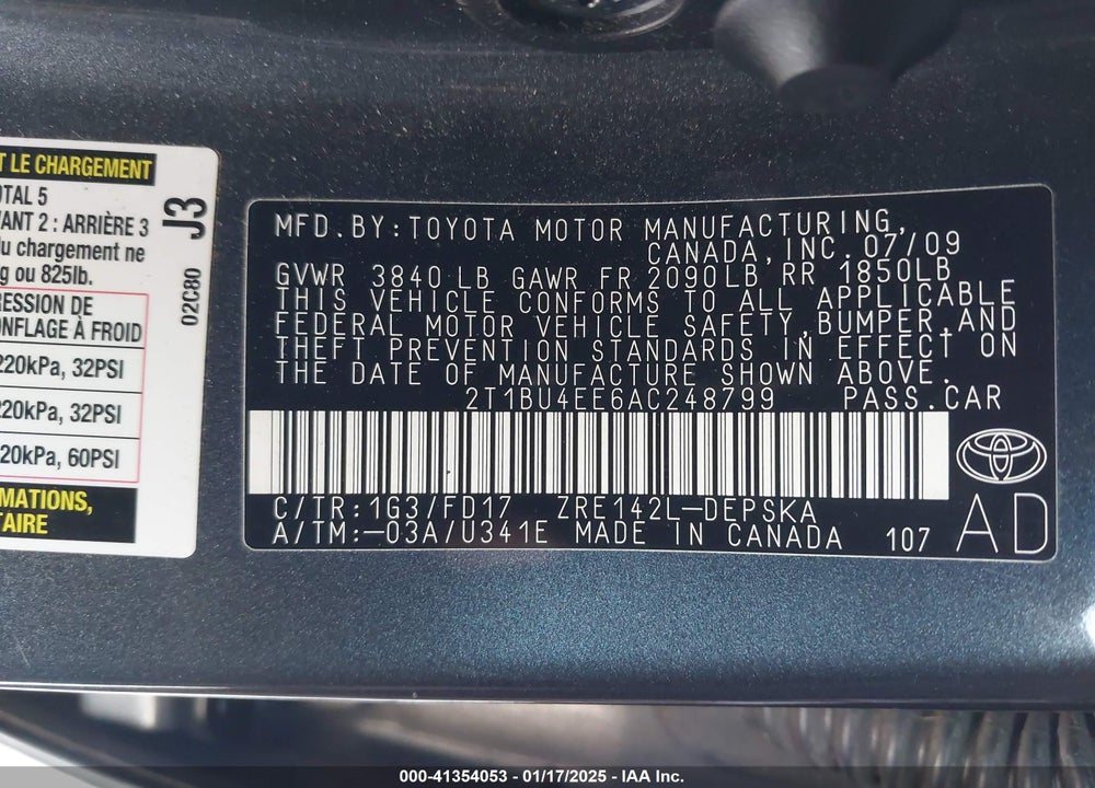 2010 TOYOTA COROLLA S VIN: 2T1BU4EE6AC248799